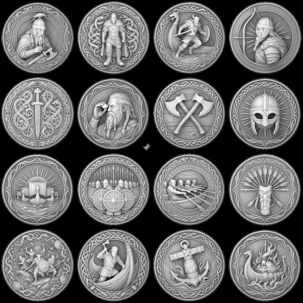 Viking Warrior Coin Laser Engraving File, Norse Shieldmaiden Relief Depth Map