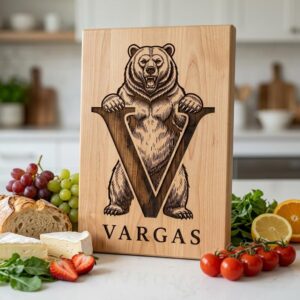 Vintage Bear Monogram, Custom Family Name Laser Engraving Design for Boards