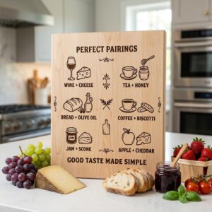 Vintage Pairing Chart, Charcuterie Board Engraving, Kitchen Hosting Guide