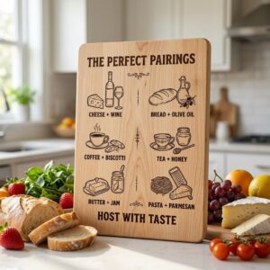 Vintage Pairing Chart, Charcuterie Board Engraving, Kitchen Hosting Guide