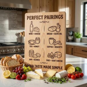 Vintage Pairing Chart, Charcuterie Board Engraving, Kitchen Hosting Guide
