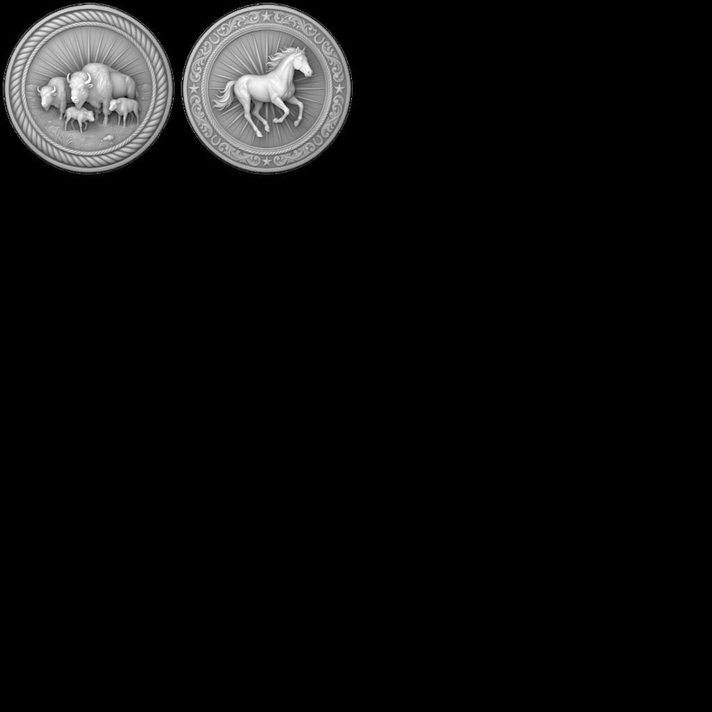 Western Cowboy Coin Engraving, Laser Depth Map, Bronze Relief Landscapes