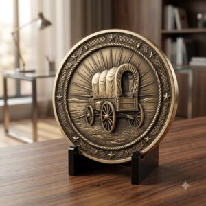 Western Cowboy Coin Engraving, Laser Depth Map, Bronze Relief Landscapes