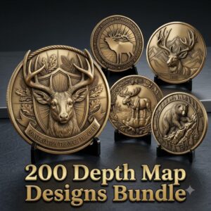 Wildlife Animal Coin Engraving Depth Maps, High Relief Laser Design Bundle