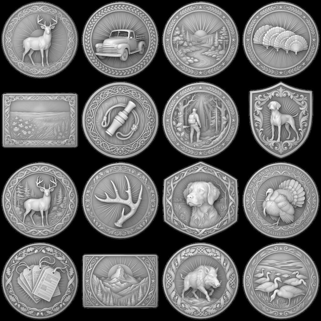 Wildlife Animal Coin Engraving Depth Maps, High Relief Laser Design Bundle