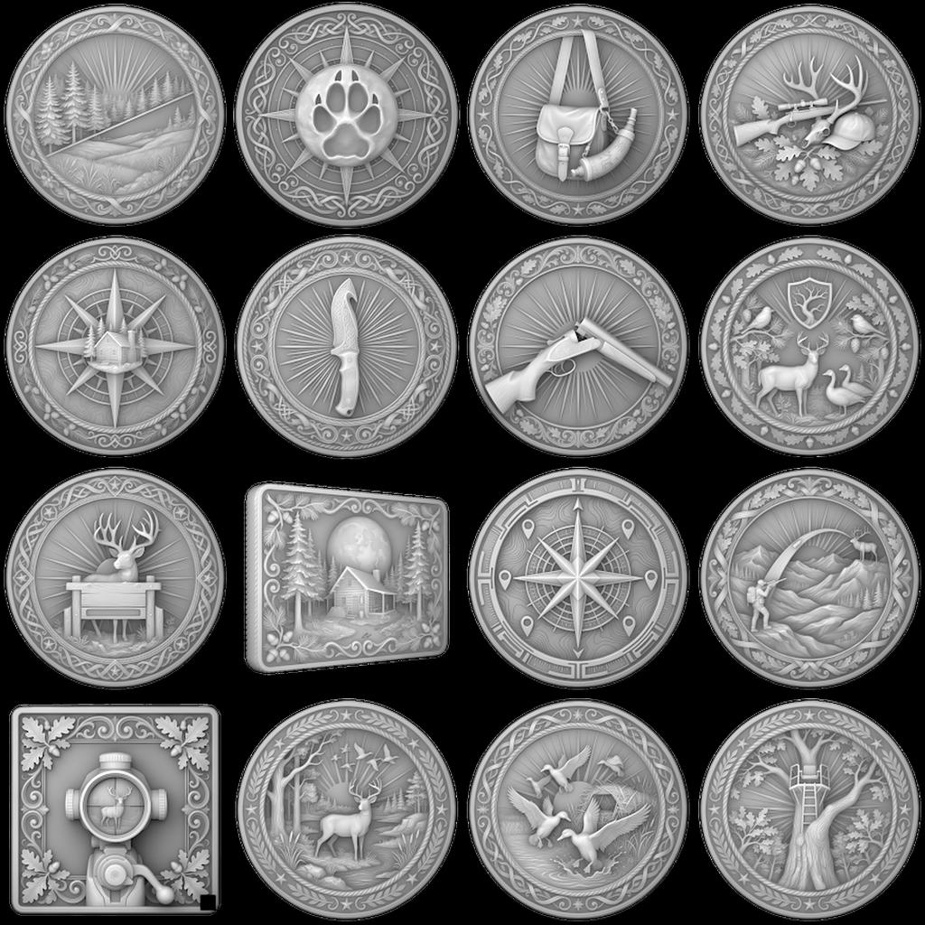 Wildlife Animal Coin Engraving Depth Maps, High Relief Laser Design Bundle