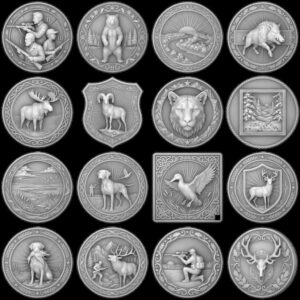 Wildlife Animal Coin Engraving Depth Maps, High Relief Laser Design Bundle