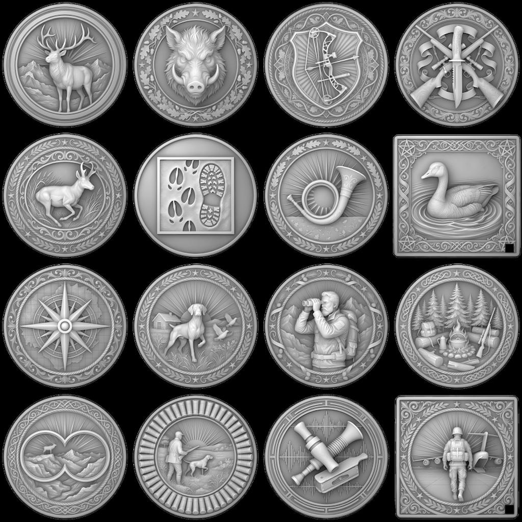 Wildlife Animal Coin Engraving Depth Maps, High Relief Laser Design Bundle