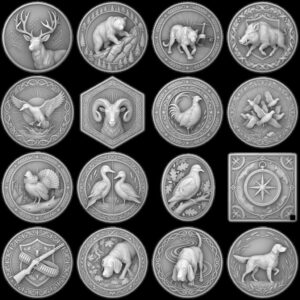 Wildlife Animal Coin Engraving Depth Maps, High Relief Laser Design Bundle