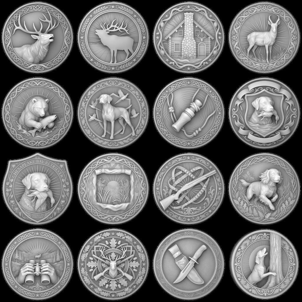 Wildlife Animal Coin Engraving Depth Maps, High Relief Laser Design Bundle