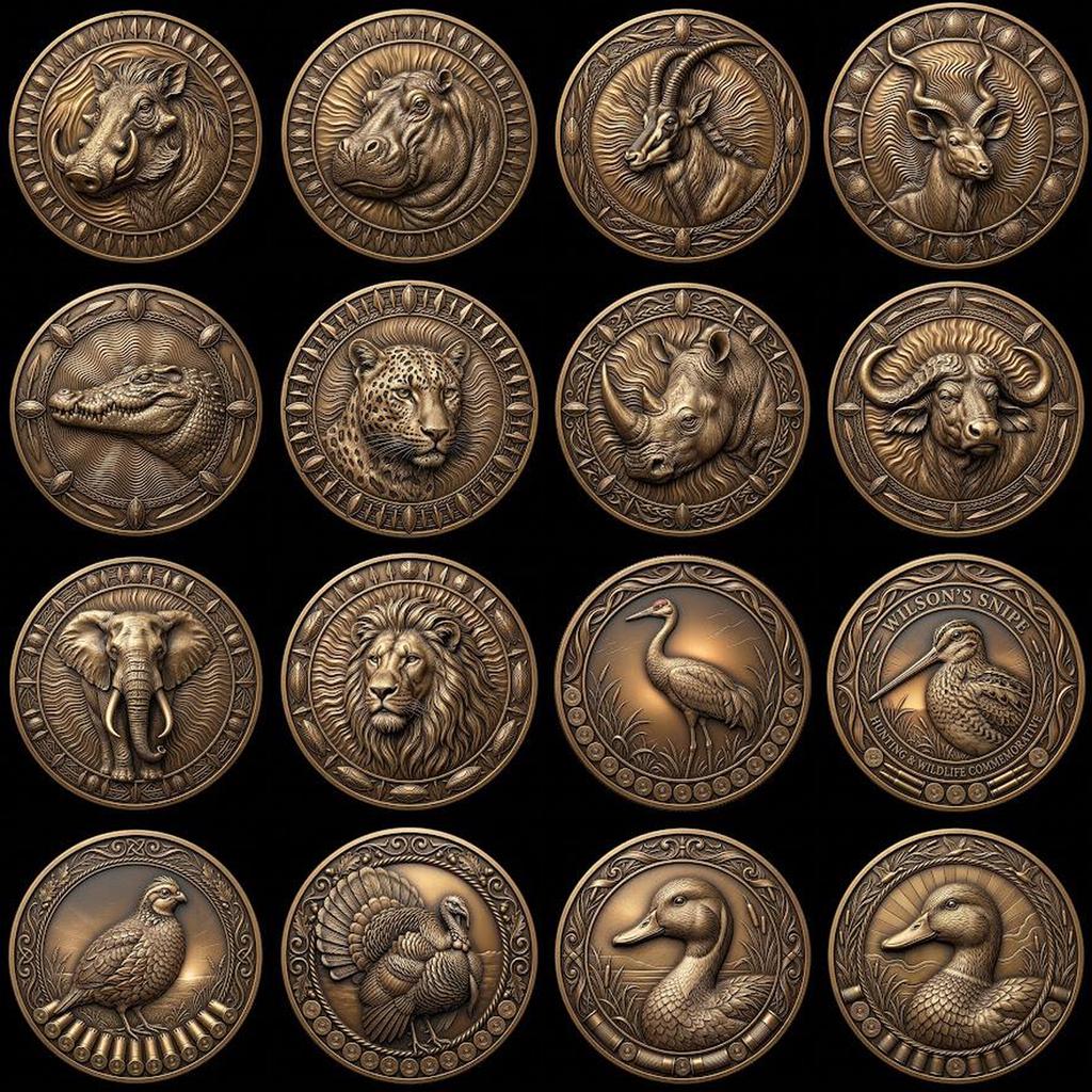 Wildlife Coin Depth Map for Laser Engraving, High Relief Bird PNG Bundle