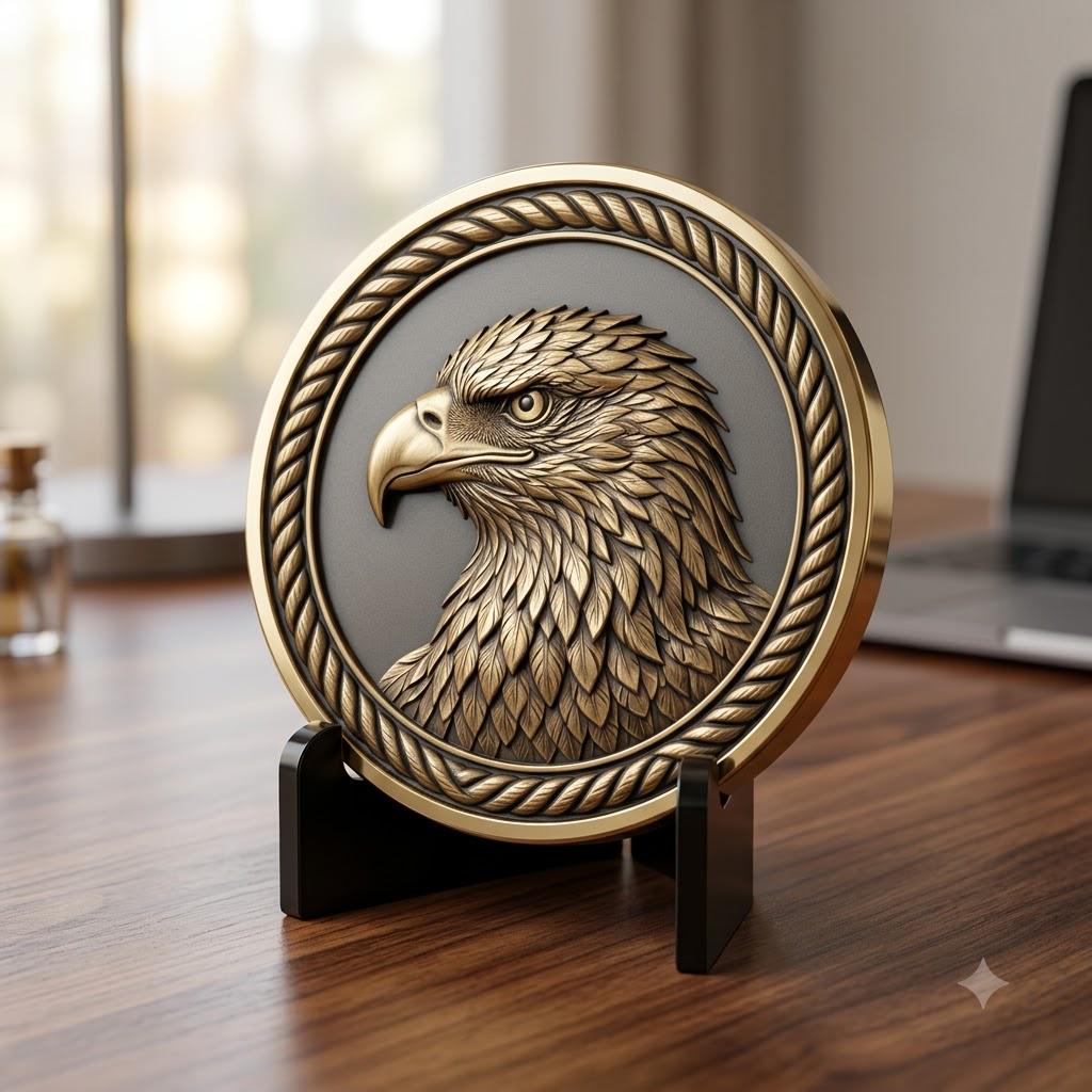 Wildlife Coin Depth Map for Laser Engraving, High Relief Bird PNG Bundle