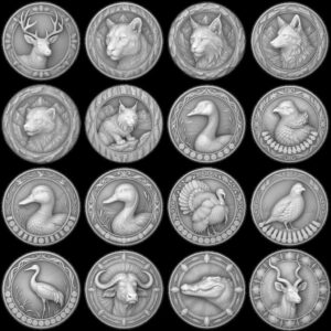 Wildlife Coin Depth Map for Laser Engraving, High Relief Bird PNG Bundle