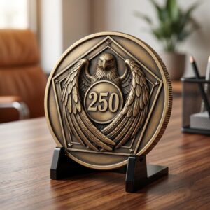 1776 Anniversary Challenge Coin Depth Map, Relief Engraving File, Vintage Crest