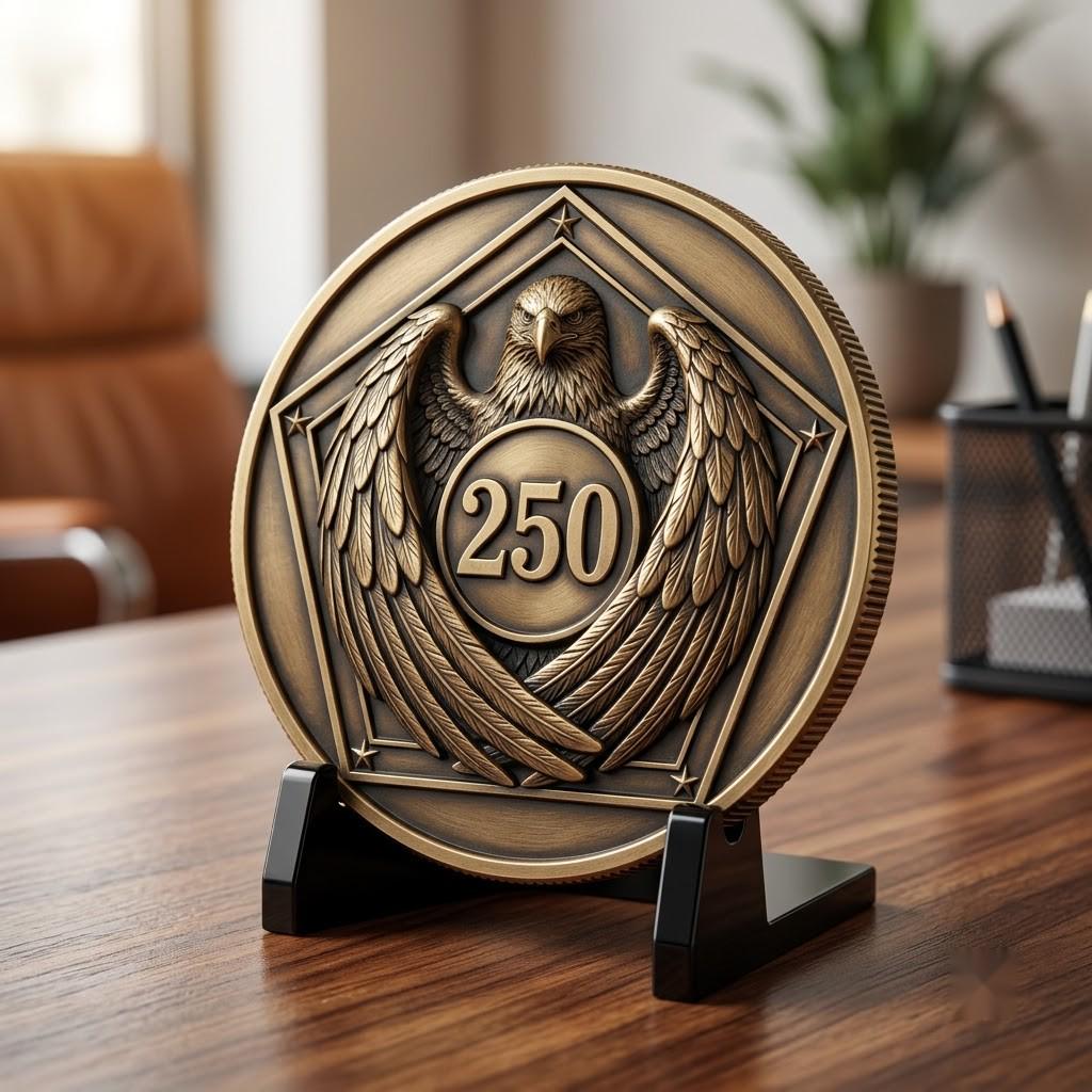 1776 Anniversary Challenge Coin Depth Map, Relief Engraving File, Vintage Crest