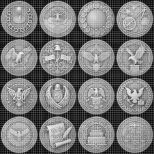 1776 Anniversary Challenge Coin Depth Map, Relief Engraving File, Vintage Crest