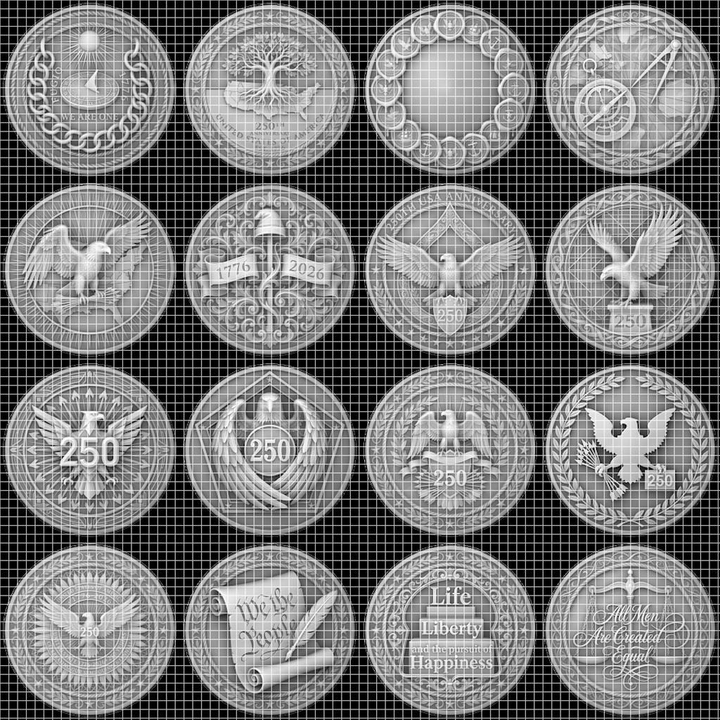 1776 Anniversary Challenge Coin Depth Map, Relief Engraving File, Vintage Crest