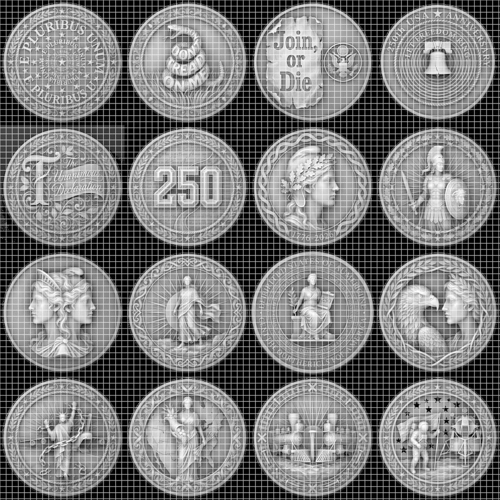 1776 Anniversary Challenge Coin Depth Map, Relief Engraving File, Vintage Crest
