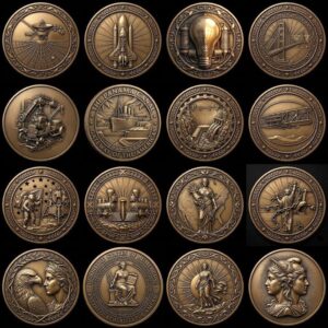 1776 Anniversary Challenge Coin Depth Map, Relief Engraving File, Vintage Crest