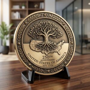 1776 Anniversary Challenge Coin Depth Map, Relief Engraving File, Vintage Crest