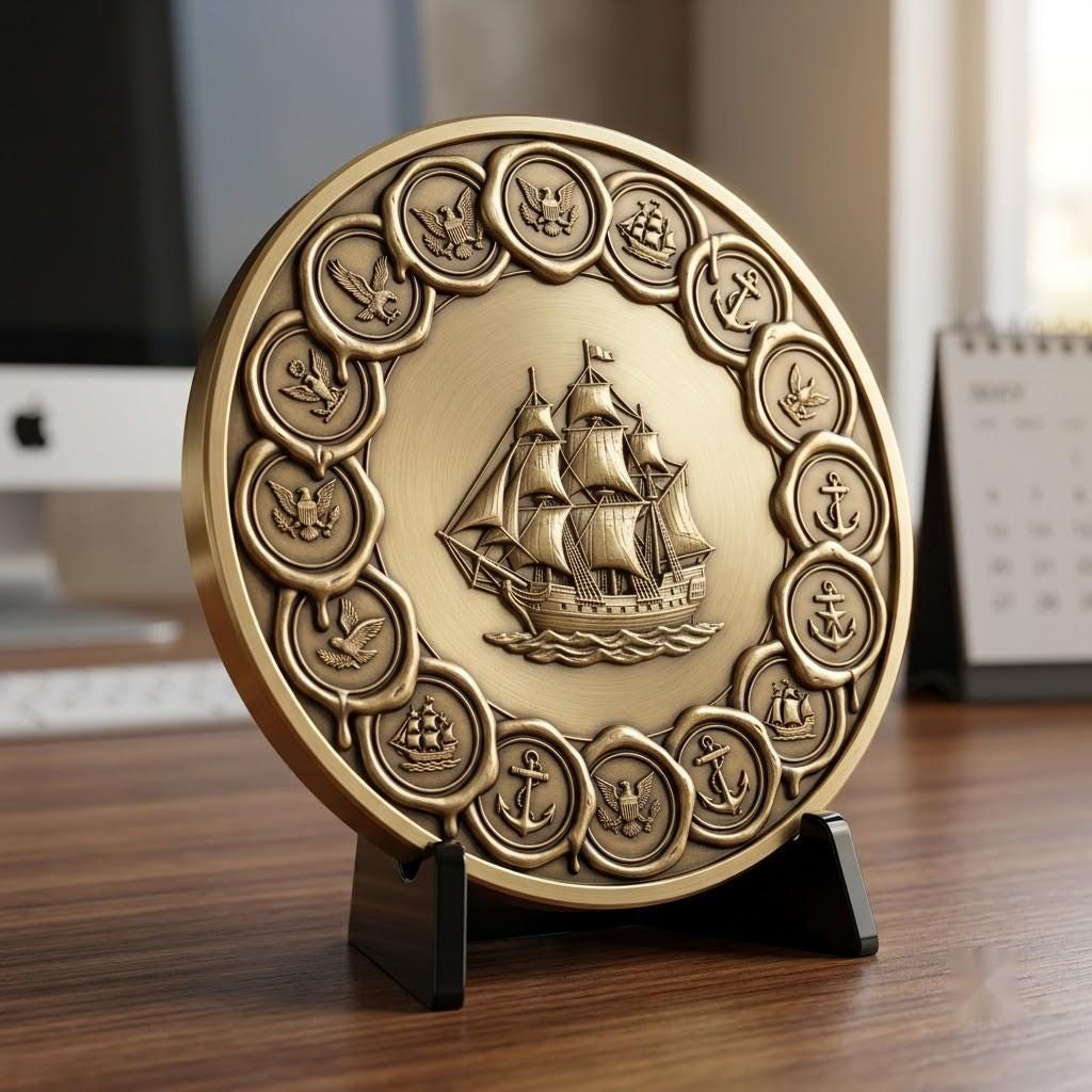 1776 Anniversary Challenge Coin Depth Map, Relief Engraving File, Vintage Crest