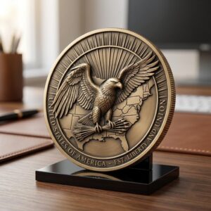 1776 Anniversary Challenge Coin Depth Map, Relief Engraving File, Vintage Crest