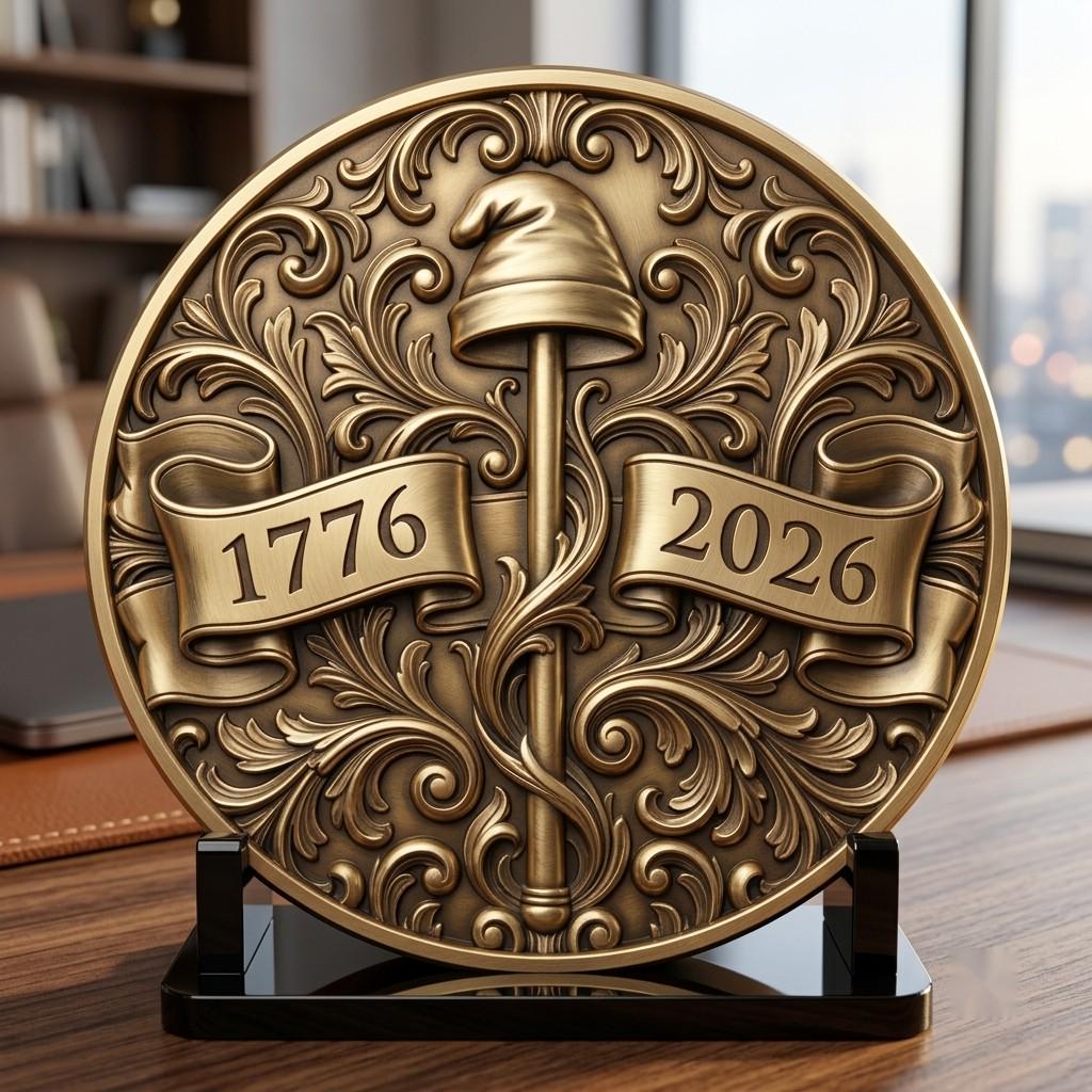 1776 Anniversary Challenge Coin Depth Map, Relief Engraving File, Vintage Crest