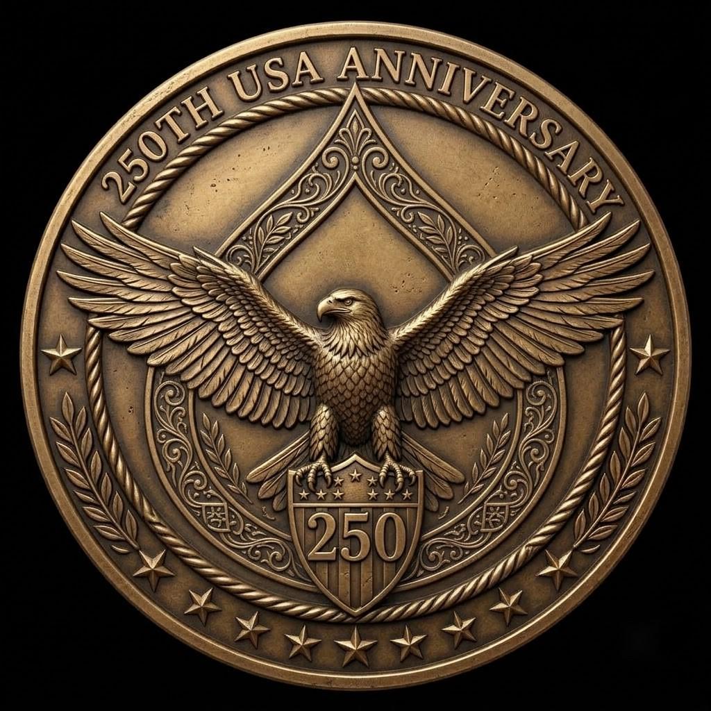 1776 Anniversary Challenge Coin Depth Map, Relief Engraving File, Vintage Crest