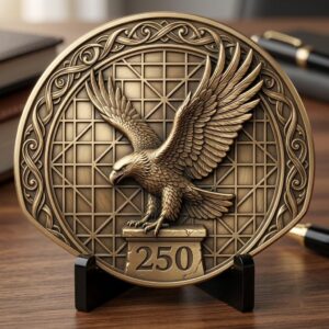 1776 Anniversary Challenge Coin Depth Map, Relief Engraving File, Vintage Crest
