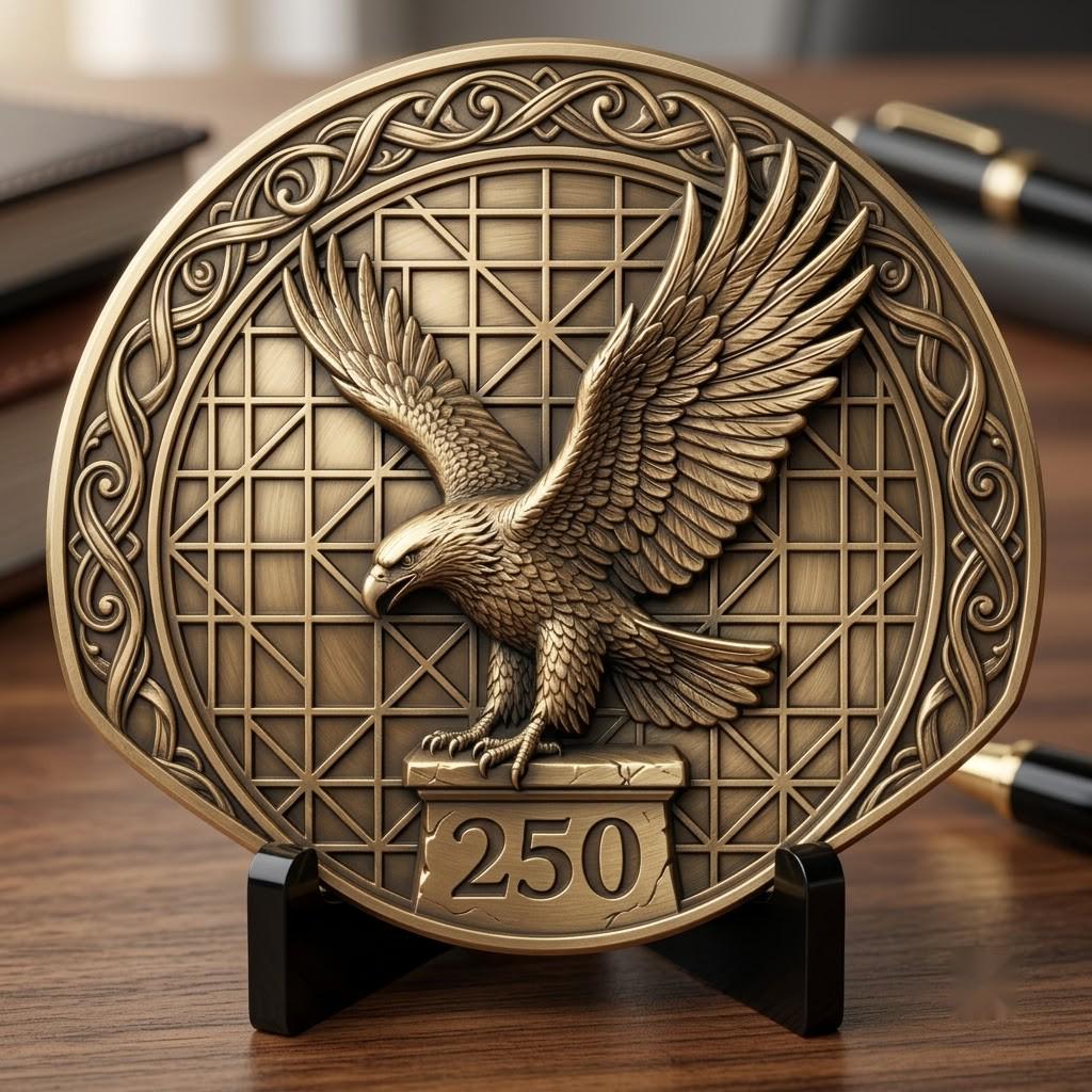 1776 Anniversary Challenge Coin Depth Map, Relief Engraving File, Vintage Crest