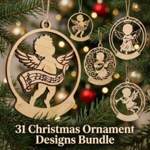 31 Musical Cherub Angel Ornaments, Renaissance Laser Christmas Decor