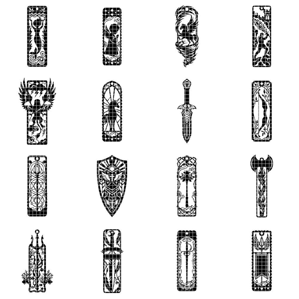 34 Mystical Fantasy Bookmarks, Dragon Phoenix Laser Wood Engrave Bundle