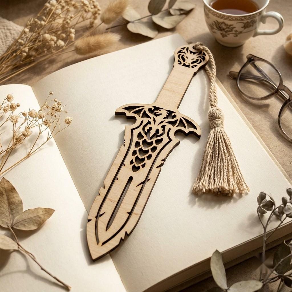 34 Mystical Fantasy Bookmarks, Dragon Phoenix Laser Wood Engrave Bundle