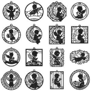 37 Nativity Ornament Laser Files, Christian Baby Angel Praying Manger Decor