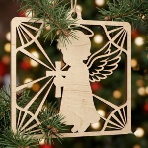 37 Nativity Ornament Laser Files, Christian Baby Angel Praying Manger Decor