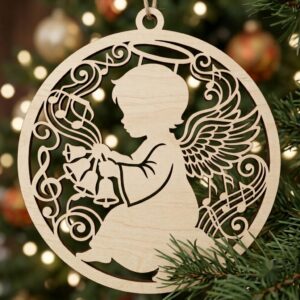 37 Nativity Ornament Laser Files, Christian Baby Angel Praying Manger Decor
