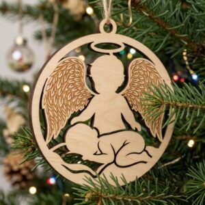 37 Nativity Ornament Laser Files, Christian Baby Angel Praying Manger Decor