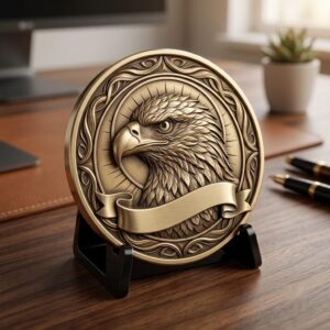 3D Bald Eagle Coin Engraving Relief, Patriotic Medallion Laser File