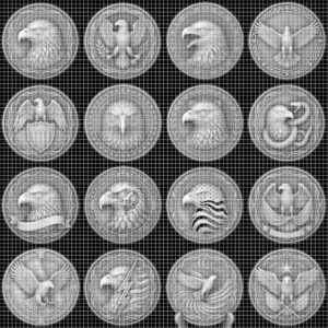 3D Bald Eagle Coin Engraving Relief, Patriotic Medallion Laser File