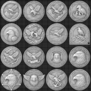 3D Bald Eagle Coin Engraving Relief, Patriotic Medallion Laser File