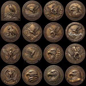 3D Bald Eagle Coin Engraving Relief, Patriotic Medallion Laser File