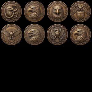 3D Bald Eagle Coin Engraving Relief, Patriotic Medallion Laser File