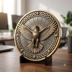 3D Bald Eagle Coin Engraving Relief, Patriotic Medallion Laser File