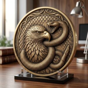 3D Bald Eagle Coin Engraving Relief, Patriotic Medallion Laser File