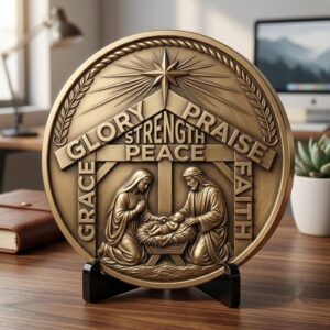 3D Christian Challenge Coin, Jesus Nativity Relief Depth Map Laser Design