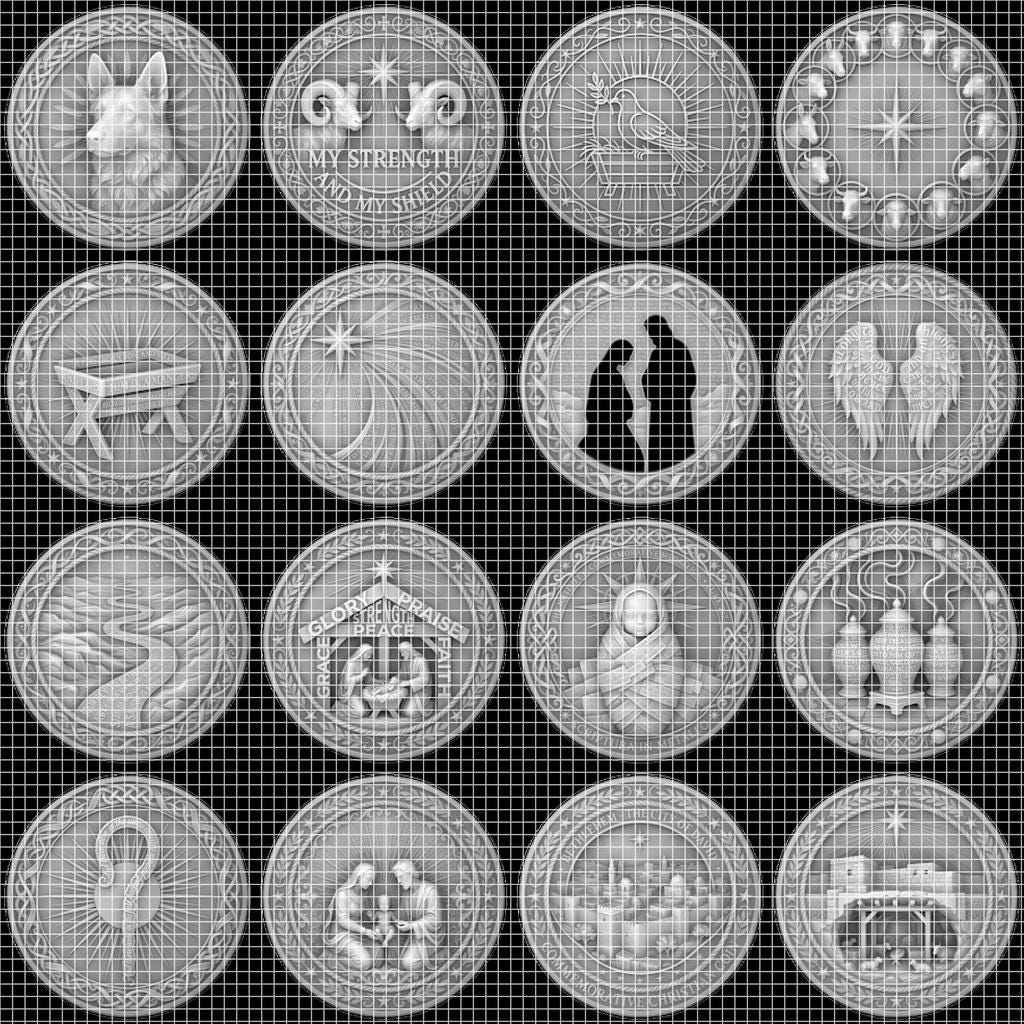 3D Christian Challenge Coin, Jesus Nativity Relief Depth Map Laser Design