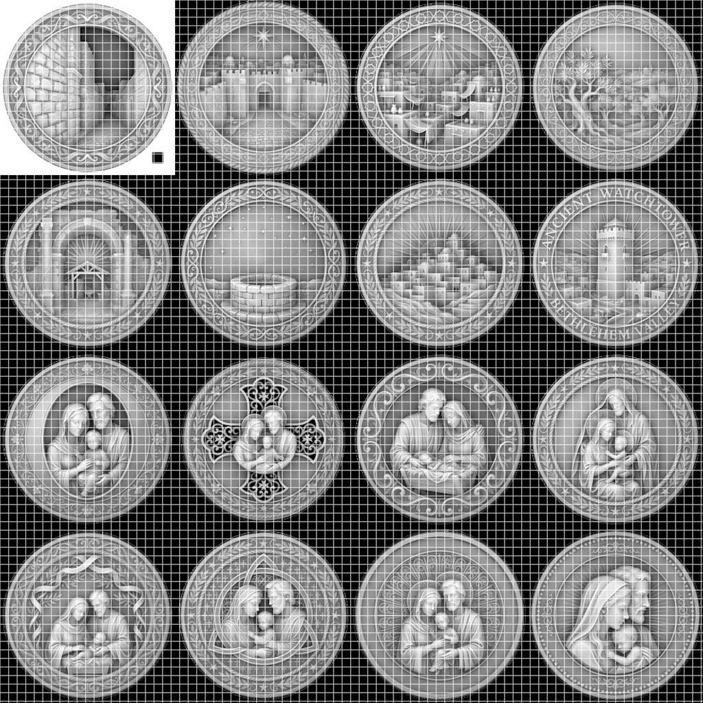 3D Christian Challenge Coin, Jesus Nativity Relief Depth Map Laser Design