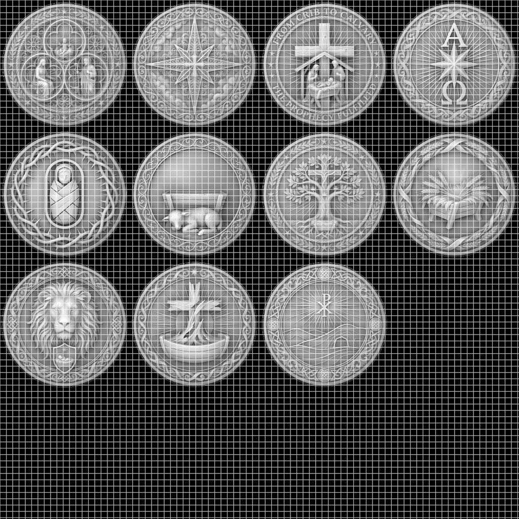 3D Christian Challenge Coin, Jesus Nativity Relief Depth Map Laser Design