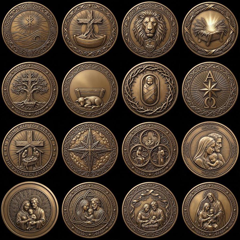 3D Christian Challenge Coin, Jesus Nativity Relief Depth Map Laser Design