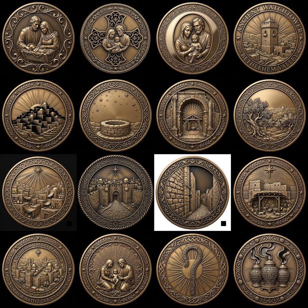 3D Christian Challenge Coin, Jesus Nativity Relief Depth Map Laser Design